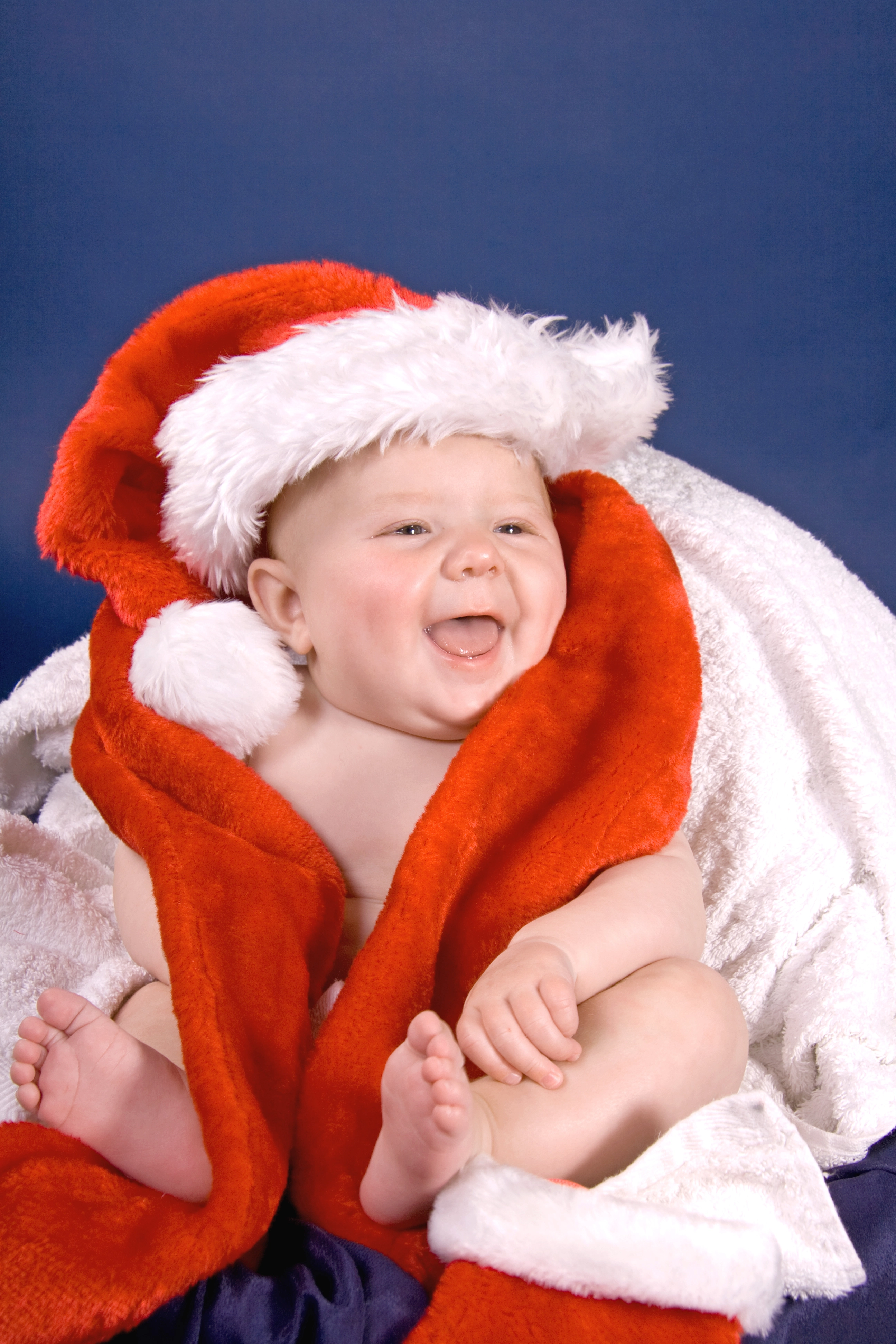Baby dressed in Santa clothes